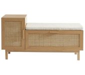 Drawer Banco entrada con almacenaje zapatos trenzado l120cm - madera clara