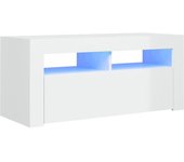 Maison Chic Mueble tv,mesa tv de salón con luces led madera blanco 90x35x40cm