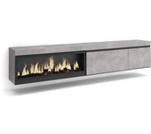 Skraut home Mueble tv efecto madera cemento 237x35x45cm chimenea efecto fuego