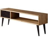 Hogar24 Mueble tv escandinavo encerado y negro madera maciza pino natural