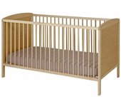 ID Kids Cuna con barreras y colchón madera maciza y mdf  natural 70x140 cm