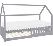 ML-Design Cama infantil con protección anticaída de madera + colchón 200x90cm