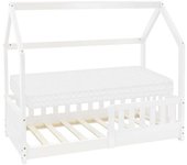 ML-Design Cama niños madera de pino colchón hipoalergénico blanco 70x140 cm