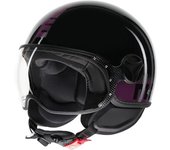 MOMO FGTR Classic Stripes Casco Jet - Negro Rosa