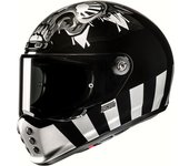 HJC V10 Crania Casco - Negro Plata (XS 54 55)