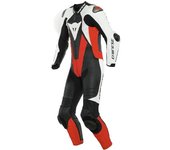 Dainese Laguna Seca 5 Traje de cuero de motocicleta perforado de una pieza - Negro Blanco Rojo (56)