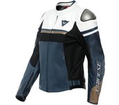 Dainese Rapida Chaqueta de cuero para motocicleta para damas - Negro Blanco Azul (44)