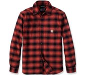 Carhartt Rugged Flex Flannel Plaid Camisa - Negro Rojo (S)