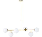 Maisons du Monde Lámpara de techo con 6 bolas de cristal opalino y metal dorado
