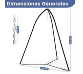 Costway Soporte para Silla Colgante con Trípode Oscilante de Metal con Cadena para Colgar Soporte para Hamaca Resistente a Oxidación Carga 200 Kg