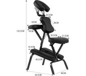 Costway Silla de Masaje Plegable Altura Ajustable Silla para Tatuaje Estética SPA Ligera Portátil con Bolsa Transporte 46 x 54,5 x 120,5 cm Negro