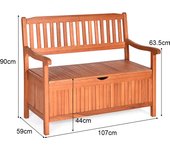 Costway Banco Contenedor de Madera para Exterior Banco con Revestimiento Interno Removible para Patio Jardín Balcón Salón 107 x 59 x 90 cm Teca