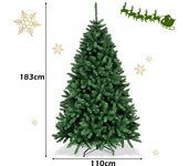 Costway 1,8m Árbol de Navidad Árbol Artificial con Base en Metal Resistente Plegable Árbol en PVC para fiesta casa Mercados Verde