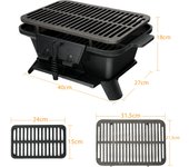 Costway Parrilla de Barbacoa Portátil en Fundición para Picnic Exterior Camping Negro 40 x 27 x 18 cm