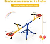 Costway Balancín para Niños Subibaja Giratoria a 360° 2 Asientos con Cerrojo para Piernas para Exterior Patio Parque Infantil