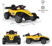Costway Vehículo Eléctrico 12 V para Niños Coche de Juguete de Carreras con Mando a Distancia Sistema de Arranque Suave Música Amarillo