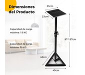 Costway Set de 2 Soportes Ajustables para Altavoces de Estudio Altura Regulable de 97-157 cm con Adhesivos Antideslizantes y Base Triangular Negro