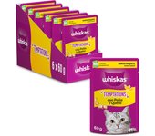 6 bolsitas x 60 g Whiskas Temptations Snacks Pollo y Queso para Gatos