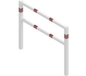 Schake Barrera para caminos, soldada, con larguero superior y de media altura, blanco con franjas reflectantes rojas, anchura 1500 mm