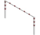 Schake Barrera para caminos, ensamblable con tornillos, con larguero superior, blanco con franjas reflectantes rojas, anchura 2000 mm