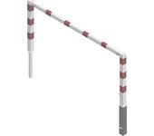 Schake Barrera para caminos, abatible, con larguero superior, blanco con franjas reflectantes rojas, anchura 2000 mm