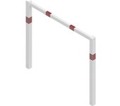 Schake Barrera para caminos, soldada, con larguero superior, blanco con franjas reflectantes rojas, anchura 1500 mm