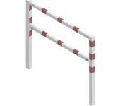 Schake Barrera para caminos, ensamblable con tornillos, con larguero superior y de media altura, blanco con franjas reflectantes rojas, anchura 1500