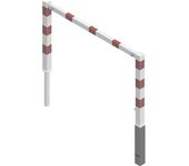 Schake Barrera para caminos, abatible, con larguero superior, blanco con franjas reflectantes rojas, anchura 1500 mm