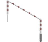 Schake Barrera para caminos, abatible, con larguero superior, blanco con franjas reflectantes rojas, anchura 2500 mm