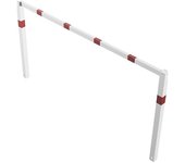 Schake Barrera para caminos, soldada, con larguero superior, blanco con franjas reflectantes rojas, anchura 2500 mm