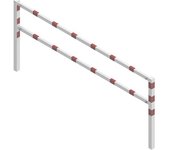 Schake Barrera para caminos, ensamblable con tornillos, con larguero superior y de media altura, blanco con franjas reflectantes rojas, anchura 3000