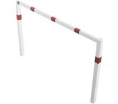 Schake Barrera para caminos, soldada, con larguero superior, blanco con franjas reflectantes rojas, anchura 2000 mm