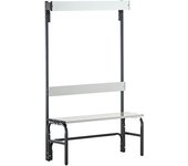Sypro Banco de acero inoxidable para vestuarios, H x P 1650 x 375 mm, longitud 1015 mm, 3 ganchos, antracita