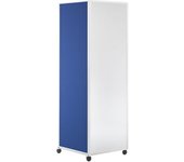 eurokraft basic Columna informativa móvil, con 4 ruedas de maniobra dobles con freno, tela azul, panel rotulable