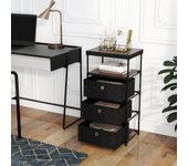 Costway Cómoda con Cajones de Tela con Superficie de Madera y Estructura Metálica Organizador de Estilo Industrial Negro