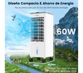 Costway 3 en 1 Aire Acondicionado Portátil con Temporizador Humidificador 3 Velocidades de Viento Oscilación de 60° y 2 Bolsas de Hielo