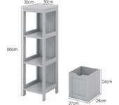 Costway Armario de Suelo para Baño Cajonera de Almacenamiento Independiente con 2 Cajones Extraíbles Estrecho Lateral 30 x 30 x 90 cm Gris