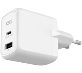 Ksix Cargador de Carga Rápida, Multipuerto 1xUSB-C + 1xUSB 45W Blanco