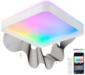 Ksix Stellar Plus Plafón Smartled, Cuadrado, Altavoz, Rgbic + Cct, 49x49x7,5cm, 4450 Lm, 35w, App Tuya, Blanco