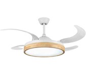 Universal Blue Kaus 7048WD Ventilador de Techo WiFi con Aspas Retráctiles y Mando 64W Blanco/Madera