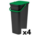 Cubo de basura para reciclaje tontarelli moda 38 l verde (4 unidades)