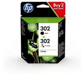 HP Paquete de ahorro de 2 cartuchos de tinta original 302 negro/tricolor