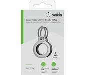 Belkin funda para AirTag con llavero (protector Secure Holder para Air Tag con borde realzado antiarañazos), paquete de 2, blanco y negro