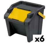 Cubo de basura para reciclaje tontarelli moda apilable 28 l amarillo (6 unidades)