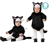 Atosa | Disfraz Gato Negro Bebé Unisex | Mono con Capucha Orejas y Cola | Traje Cómodo y Seguro para Halloween, Carnaval y Fiestas | Tejido Suave y Transpirable | Disfraces Infantiles | 12-24 Meses