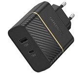 OtterBox EU Cargador de Pared de Dos puertos 30W, USB-C PD 18W + USB-A 12W, cargador de carga rápida para Smartphones y Tablets, resistente a caídas, Ultra Duradero, Negro