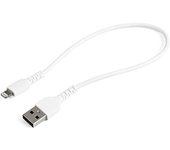 StarTech.com Cable Resistente USB-A a Lightning de 30 cm Blanco - Cable de Sincronización y Carga USB Tipo A a Lightning con Fibra de Aramida Resistente - Certificado MFi de Apple - para iPad/iPhone 12