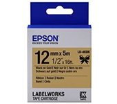 Epson Cartucho de etiquetas de cinta satinada LK-4KBK negro/oro de 12 mm (5 m) - Cintas para impresoras de etiquetas (Negro en el oro, Satén, Epson, LabelWorks LW-Z900FK Qwerty, Caja, 1,2 cm)