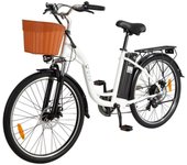 Dyu C6 Bicicleta Eléctrica 26" 350W Batería 36v12.5Ah Alcance 40km con Frenos de Disco Blanco