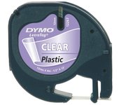 Cinta de Etiquetado Dymo S0721530 Negro-Transparente 12mm x 4m LetraTag Poliéster